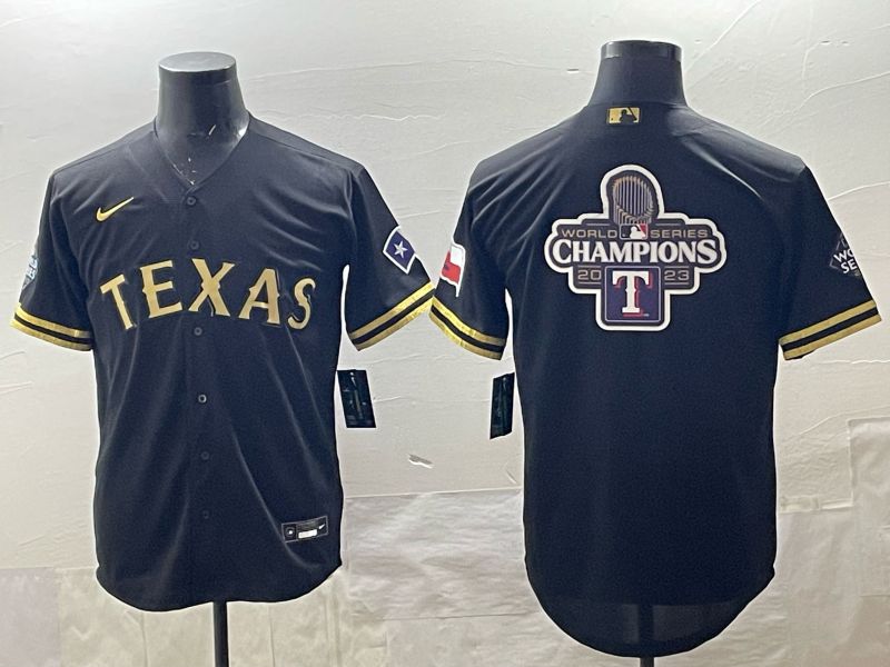 Men 2025 Texas Rangers Blank Black Game Nike MLB Jersey style 010